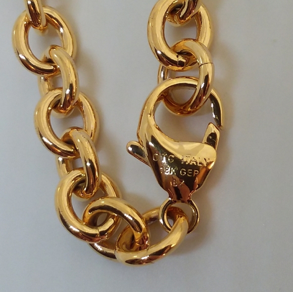 Moda Al Massimo 18k Yellow Gold over Bronze Oversized Chain Link Necklace - Picture 4 of 7